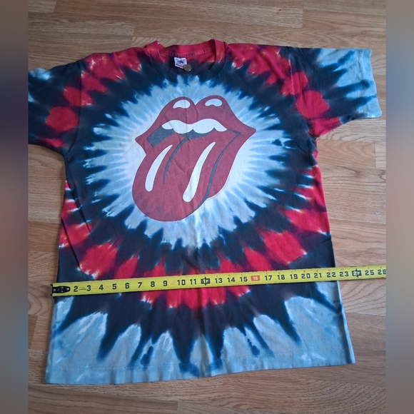 Fruit of the Loom Red and Blue Tie-Dye Mens Vintage Rollins Stone T-Shirt - Picture 4 of 8